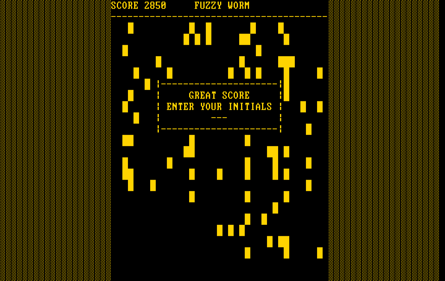 Fuzzy Worm IBM PC/Compatibles Screenshot: A new high score!