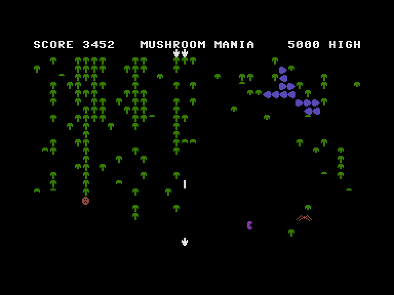Mushroom Mania Commodore 16 & Plus/4 Screenshot: The game continues to get more difficult as you progress through the levels.