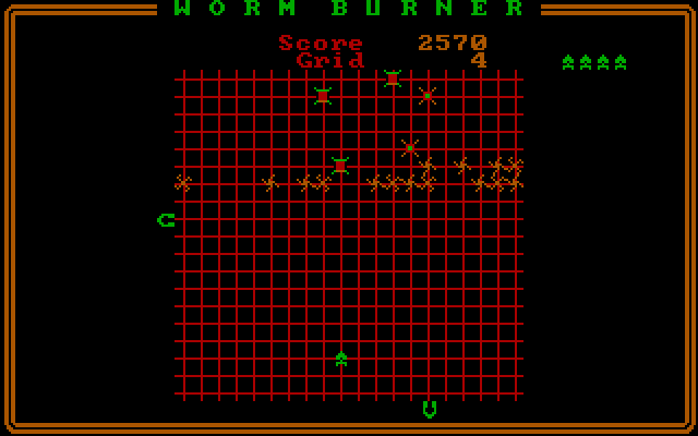 Worm Burner IBM PC/Compatibles Screenshot: Each grid adds more targets!