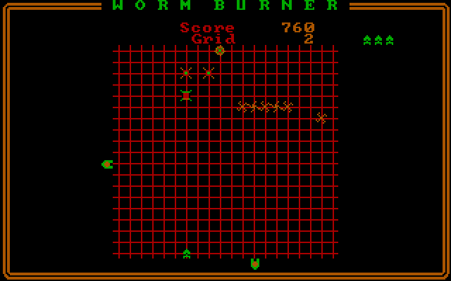 Worm Burner IBM PC/Compatibles Screenshot: The second wave begins.