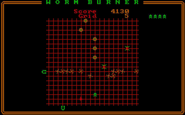 Worm Burner IBM PC/Compatibles Screenshot: My opponents get lower and lower on the screen.