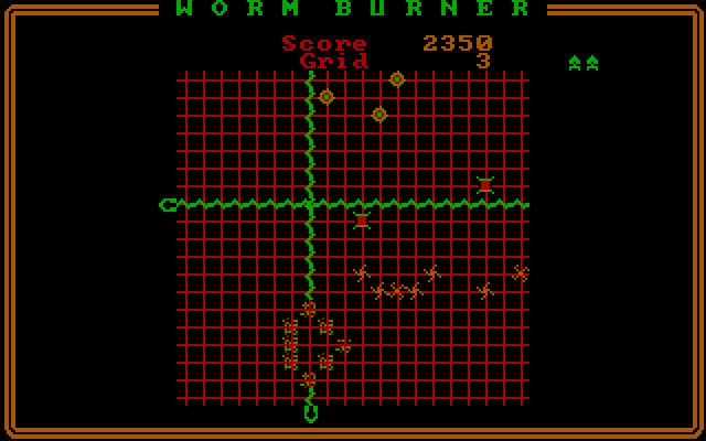 Worm Burner IBM PC/Compatibles Screenshot: Caught in the crossfire!
