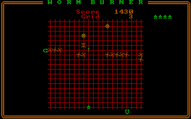 Worm Burner IBM PC/Compatibles Screenshot: Grid 3 where even more opponents appear.