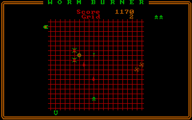 Worm Burner IBM PC/Compatibles Screenshot: Blast all of the creepers before they get you!