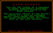Worm Burner for IBM PC/Compatibles - Instructions, page 1.