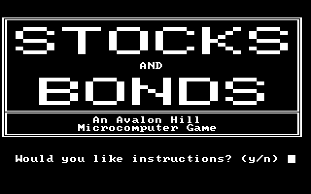 Computer Stocks & Bonds IBM PC/Compatibles Screenshot: Title screen.