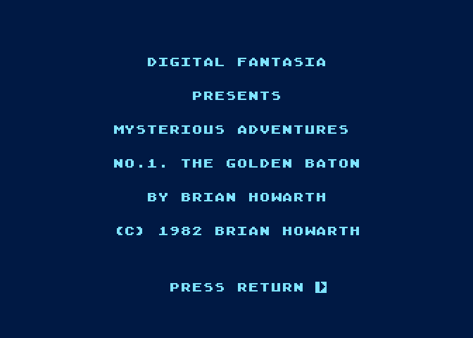 Golden Baton, The Atari 8-bit Screenshot: Title screen.