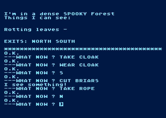 Golden Baton, The Atari 8-bit Screenshot: The game also allows colors to be turned off.