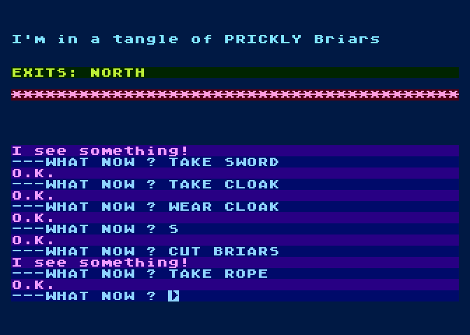Golden Baton, The Atari 8-bit Screenshot: Beginning to explore...