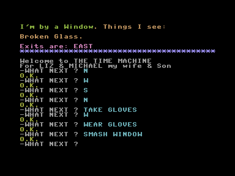 Time Machine, The Commodore 16 & Plus/4 Screenshot: The adventure begins!