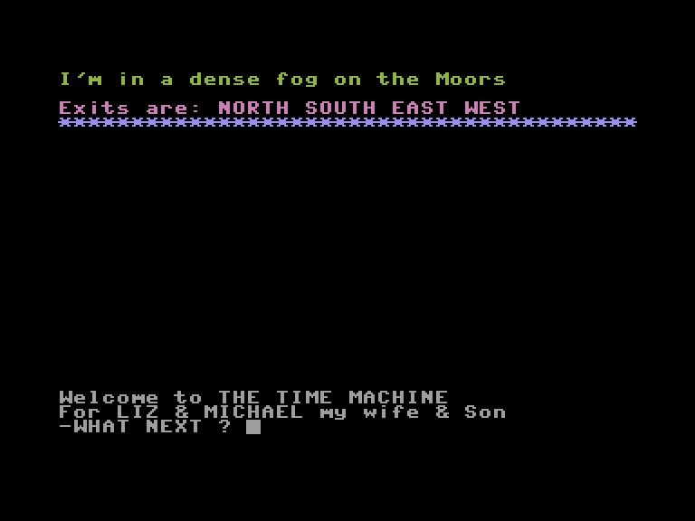 Time Machine, The Commodore 16 & Plus/4 Screenshot: Starting screen.
