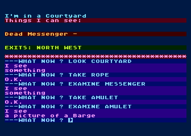 Arrow of Death: Part I Atari 8-bit Screenshot: Exploring the area...