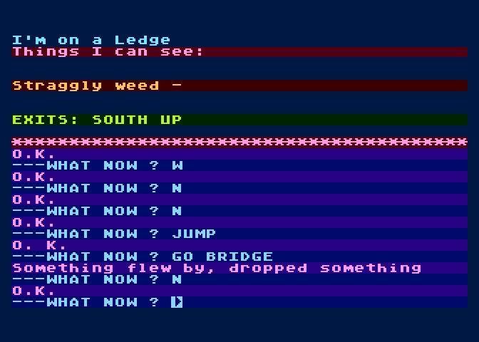Arrow of Death: Part II Atari 8-bit Screenshot: Straggly weed is here...should I take it?