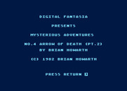 Arrow of Death: Part II for Atari 8-bit - Title screen.