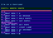 Arrow of Death: Part II for Atari 8-bit - A safe landing after daring to cut the ropes on a bridge.