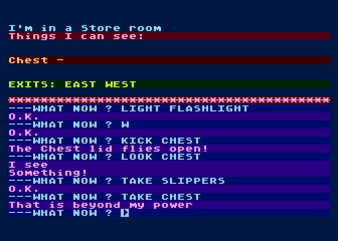 Circus Atari 8-bit Screenshot: Guess I can't take that chest...