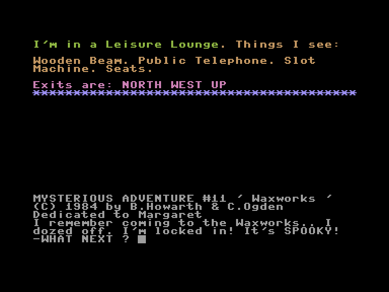 Waxworks Commodore 16 & Plus/4 Screenshot: Starting screen.