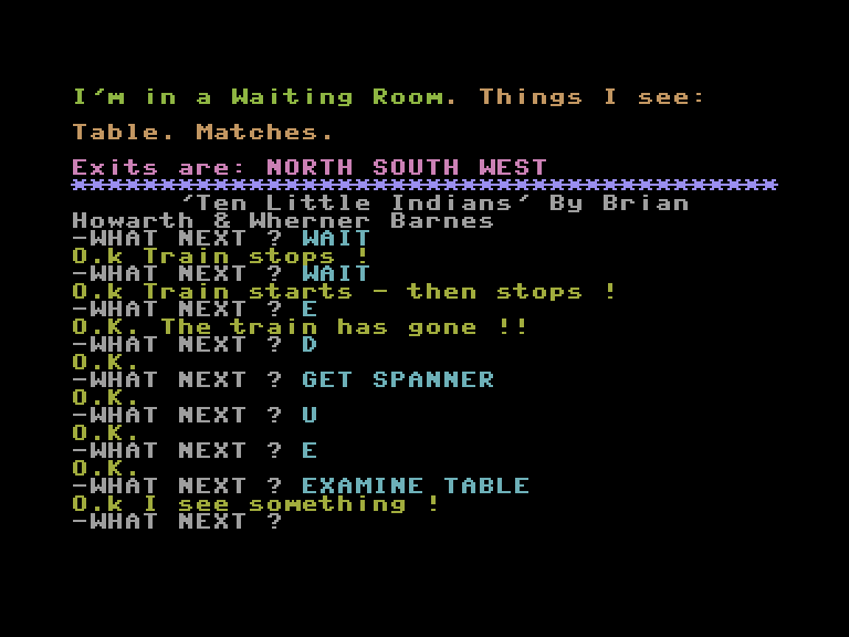 Ten Little Indians Commodore 16 & Plus/4 Screenshot: And the adventure begins!
