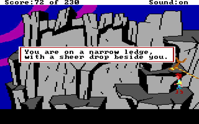 Black Cauldron, The IBM PC/Compatibles Screenshot: Be careful, this ledge is dangerous!