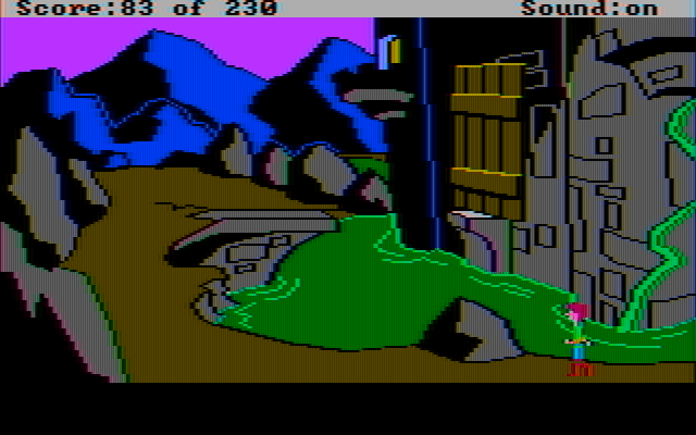 Black Cauldron, The IBM PC/Compatibles Screenshot: The bridge is up...can't get in this way, at least not at the moment...
