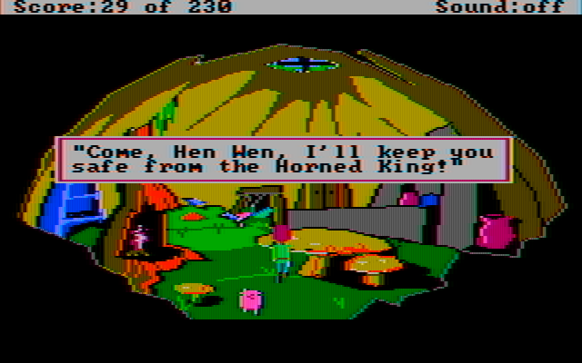 Black Cauldron, The IBM PC/Compatibles Screenshot: Inside, where Hen Wen will be safe.