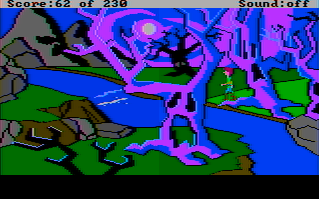 Black Cauldron, The IBM PC/Compatibles Screenshot: Wandering through a spooky forest.