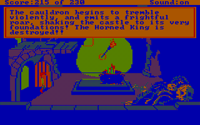 Black Cauldron, The IBM PC/Compatibles Screenshot: Horned King defeated...