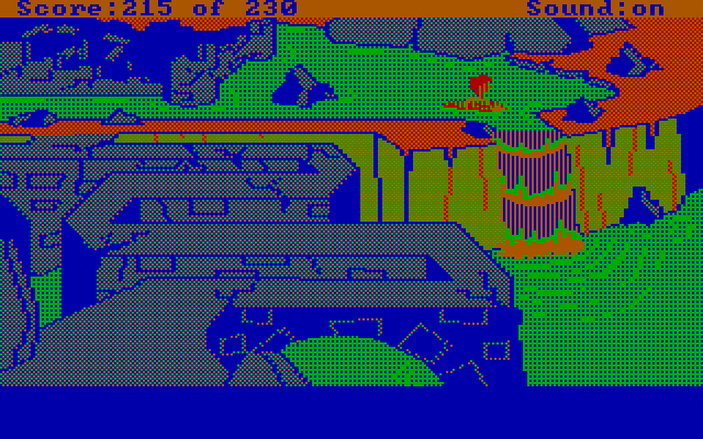 Black Cauldron, The IBM PC/Compatibles Screenshot: Escaping the castle on a log.