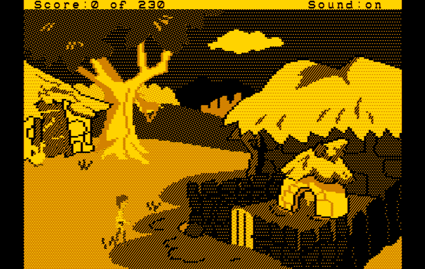 Black Cauldron, The IBM PC/Compatibles Screenshot: Hen Wen lives in this hut...
