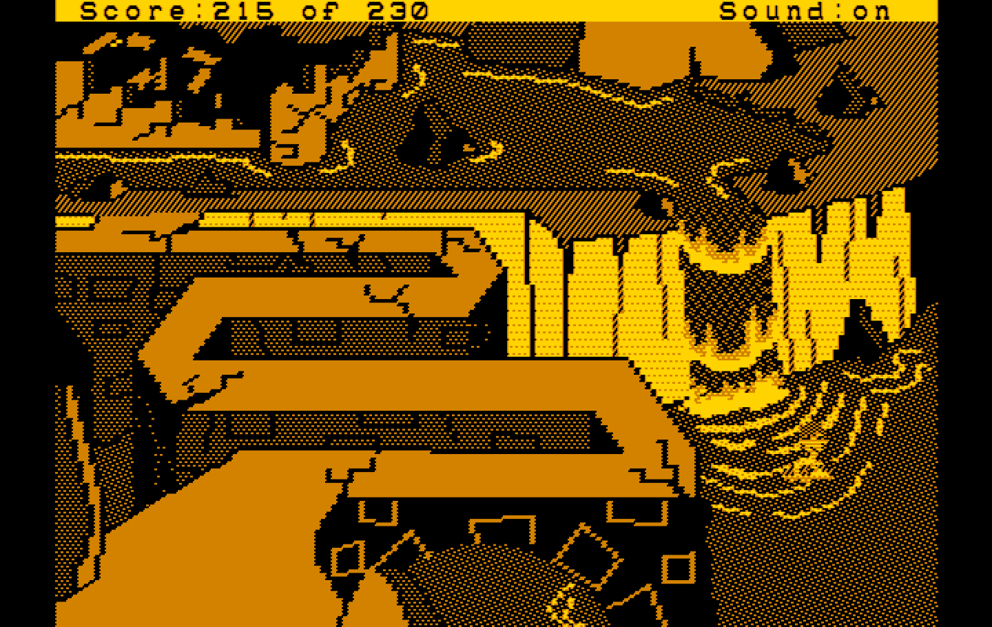 Black Cauldron, The IBM PC/Compatibles Screenshot: Escaping the castle by floating down a river...