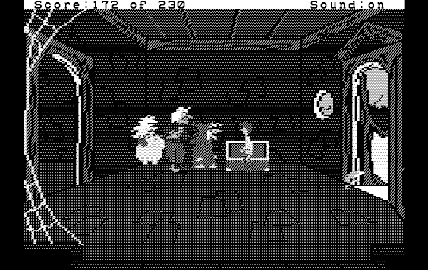 Black Cauldron, The IBM PC/Compatibles Screenshot: These witches are upset that I let their frogs escape.