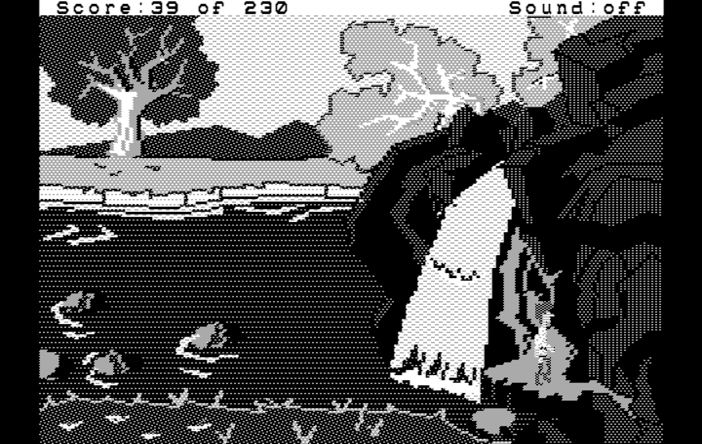 Black Cauldron, The IBM PC/Compatibles Screenshot: A secret path by the waterfall.