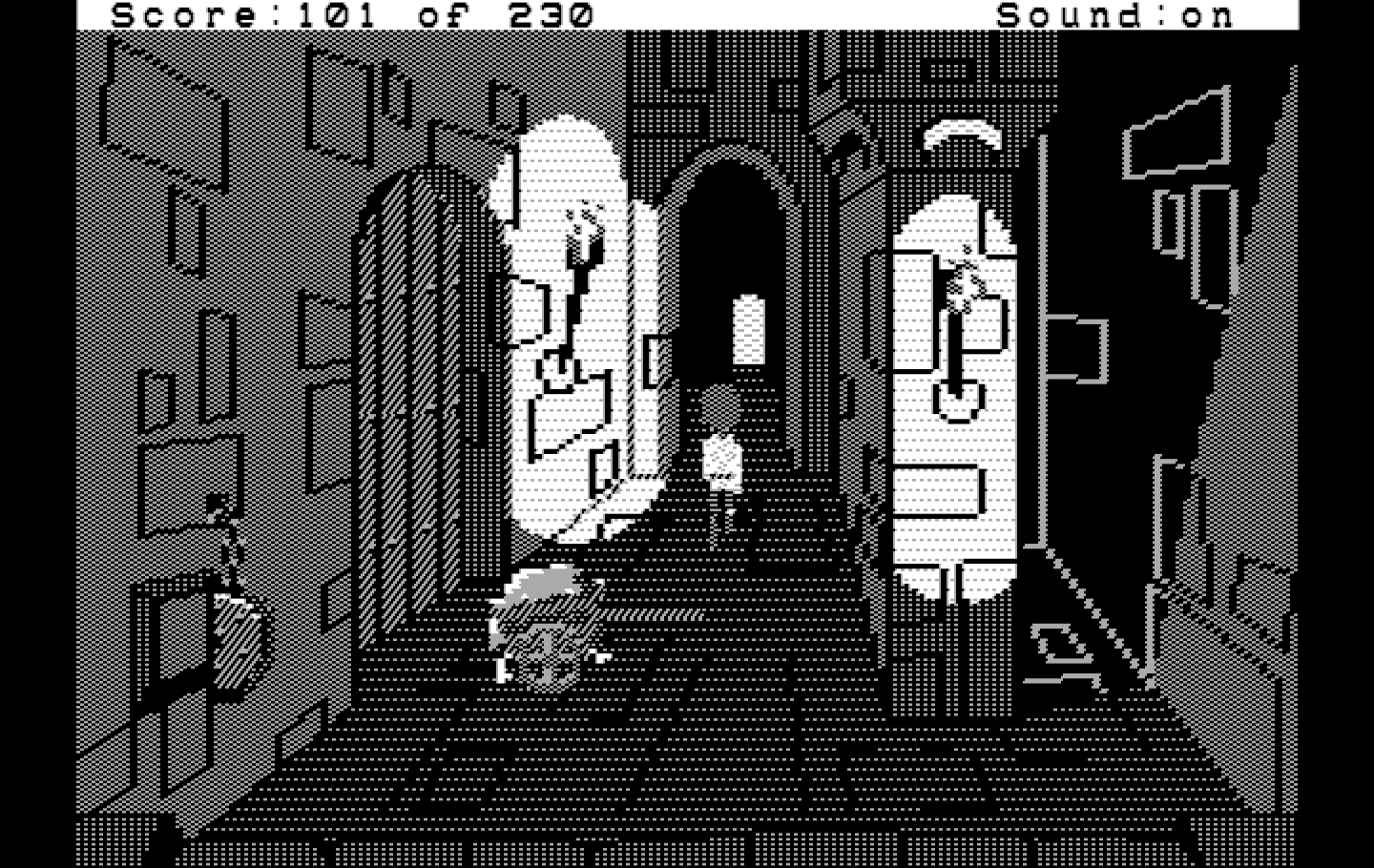 Black Cauldron, The IBM PC/Compatibles Screenshot: In the castle, continue exploring...