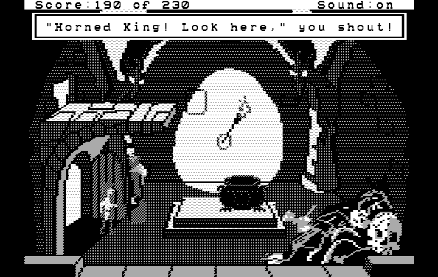 Black Cauldron, The IBM PC/Compatibles Screenshot: Showdown with the Horned King...