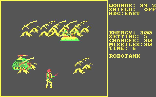 StarQuest: Star Warrior IBM PC/Compatibles Screenshot: Robotank about to attack!