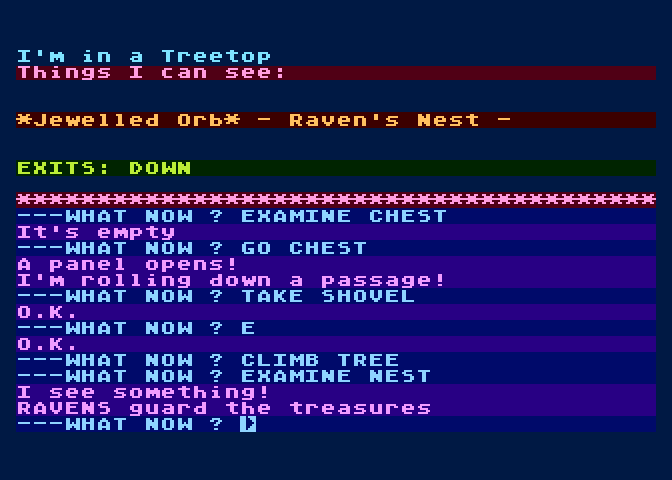 Wizard of Akyrz, The Atari 8-bit Screenshot: A nest up in the tree...with a treasure!
