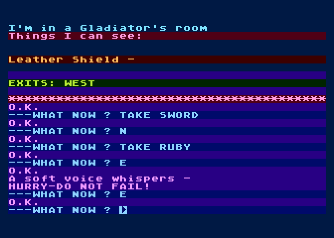 Feasibility Experiment Atari 8-bit Screenshot: A leather shield sounds useful...