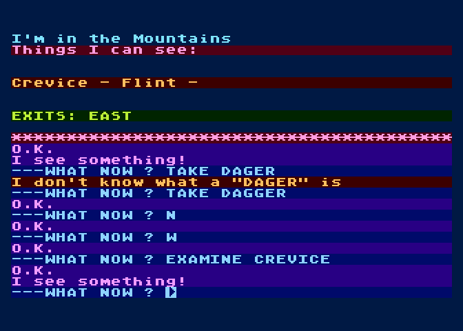 Feasibility Experiment Atari 8-bit Screenshot: Exploring the area...
