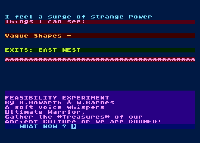 Feasibility Experiment Atari 8-bit Screenshot: Game start.