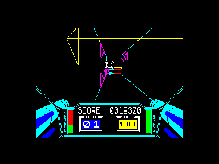 3D Starstrike Enterprise Screenshot: Shooting targets while dodging the catwalks.