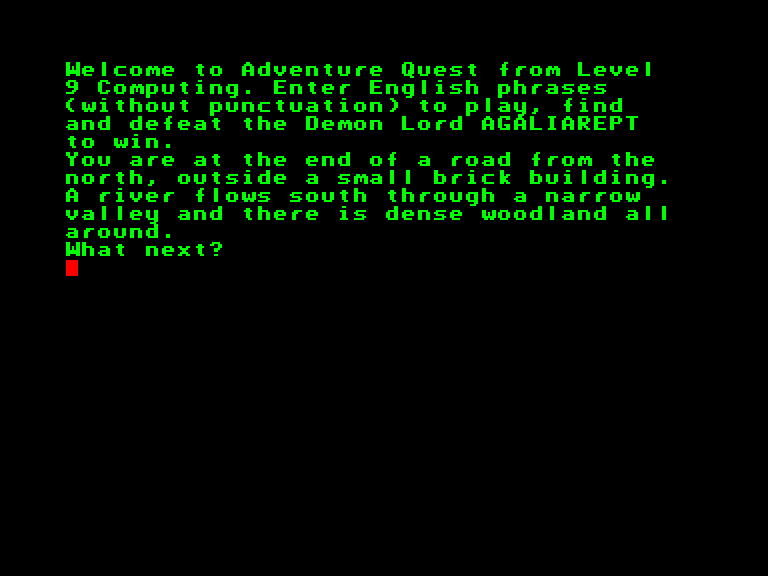 Adventure Quest Enterprise Screenshot: Game start.