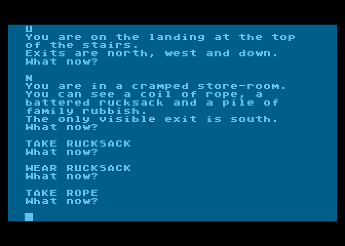 Lords of Time Atari 8-bit Screenshot: The rucksack will increase your inventory capacity!