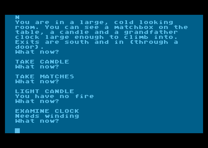 Lords of Time Atari 8-bit Screenshot: Taking some items...