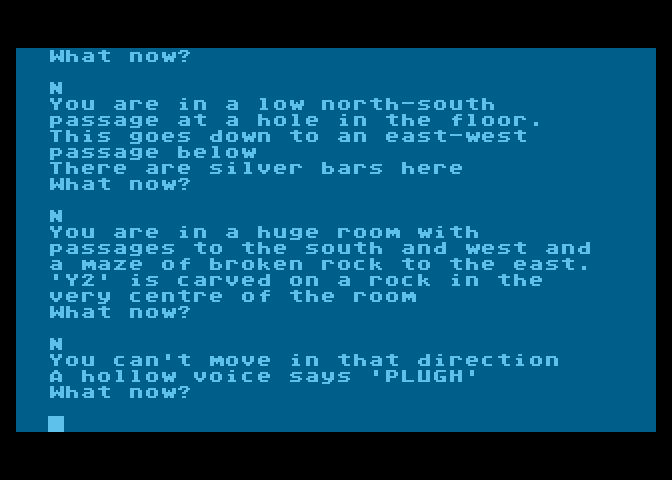 Colossal Adventure Atari 8-bit Screenshot: Can't go north from here, try again...