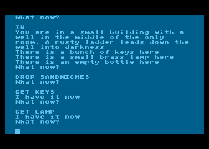 Colossal Adventure Atari 8-bit Screenshot: A lamp! Those are always useful in adventure games...