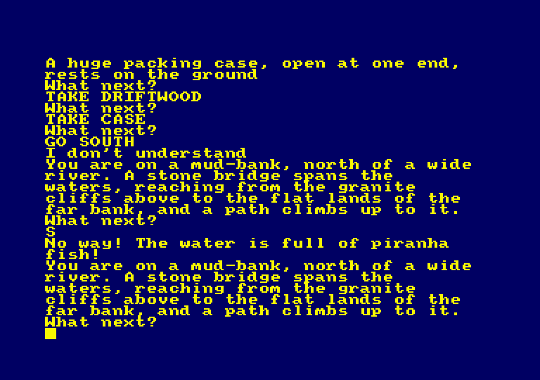 Dungeon Adventure Amstrad CPC Screenshot: Watch out for piranha!