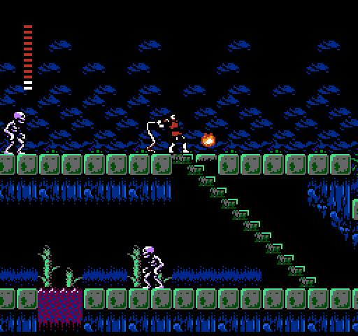 Castlevania II: Simon's Quest NES / Famicom Screenshot: Attacking more skeletons....