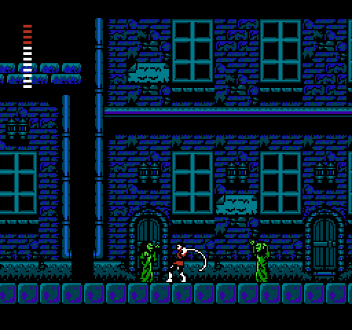 Castlevania II: Simon's Quest NES / Famicom Screenshot: This town is dangerous at night!