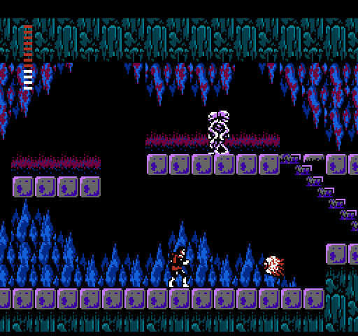 Castlevania II: Simon's Quest NES / Famicom Screenshot: Skeletons and other ghosts make this area dangerous.