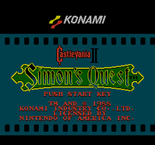 Castlevania II: Simon's Quest NES / Famicom Screenshot: Title screen (U.S. version).